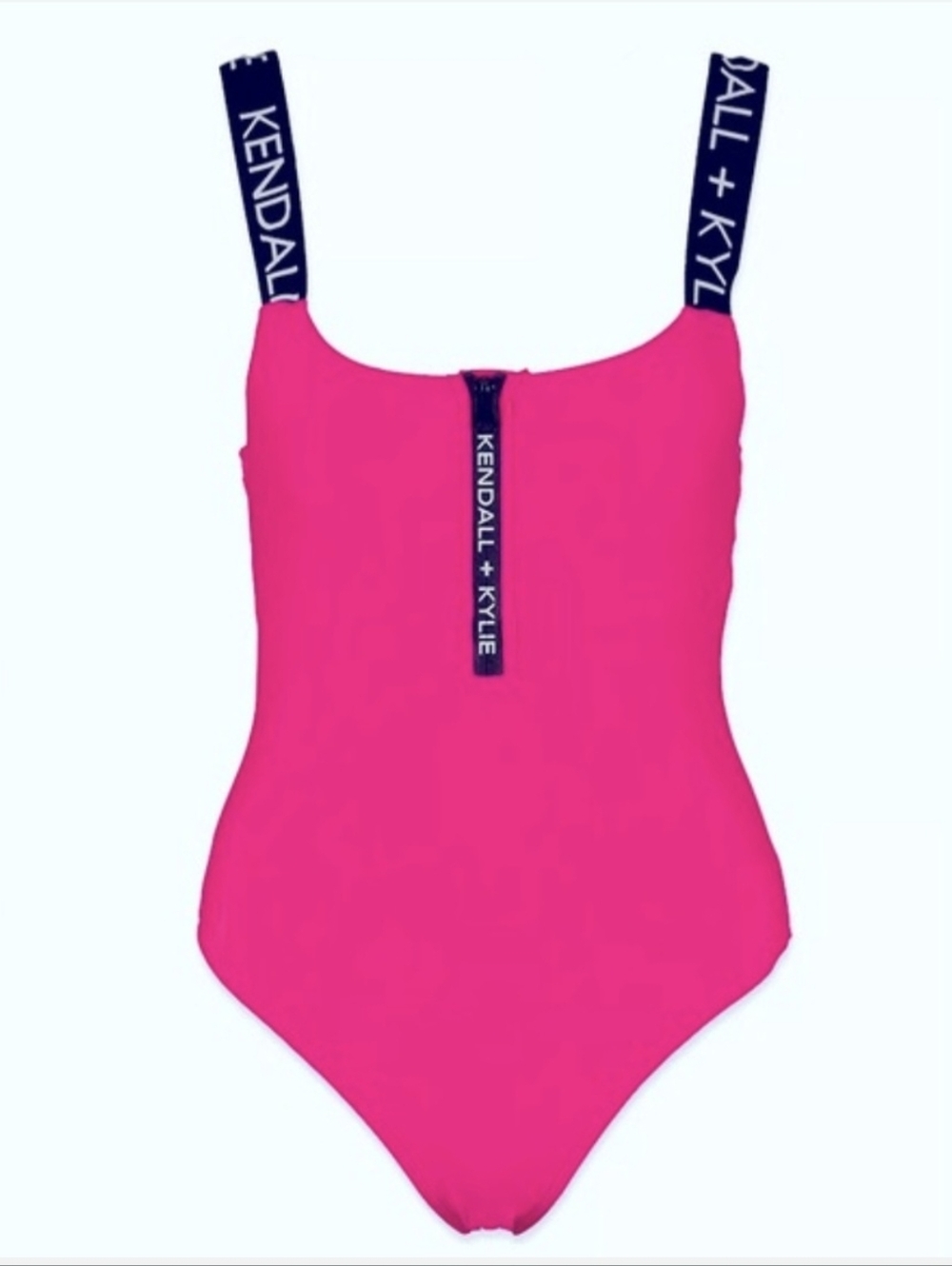 Kendall & Kylie Neon Pink Logo-Striped One-Piece